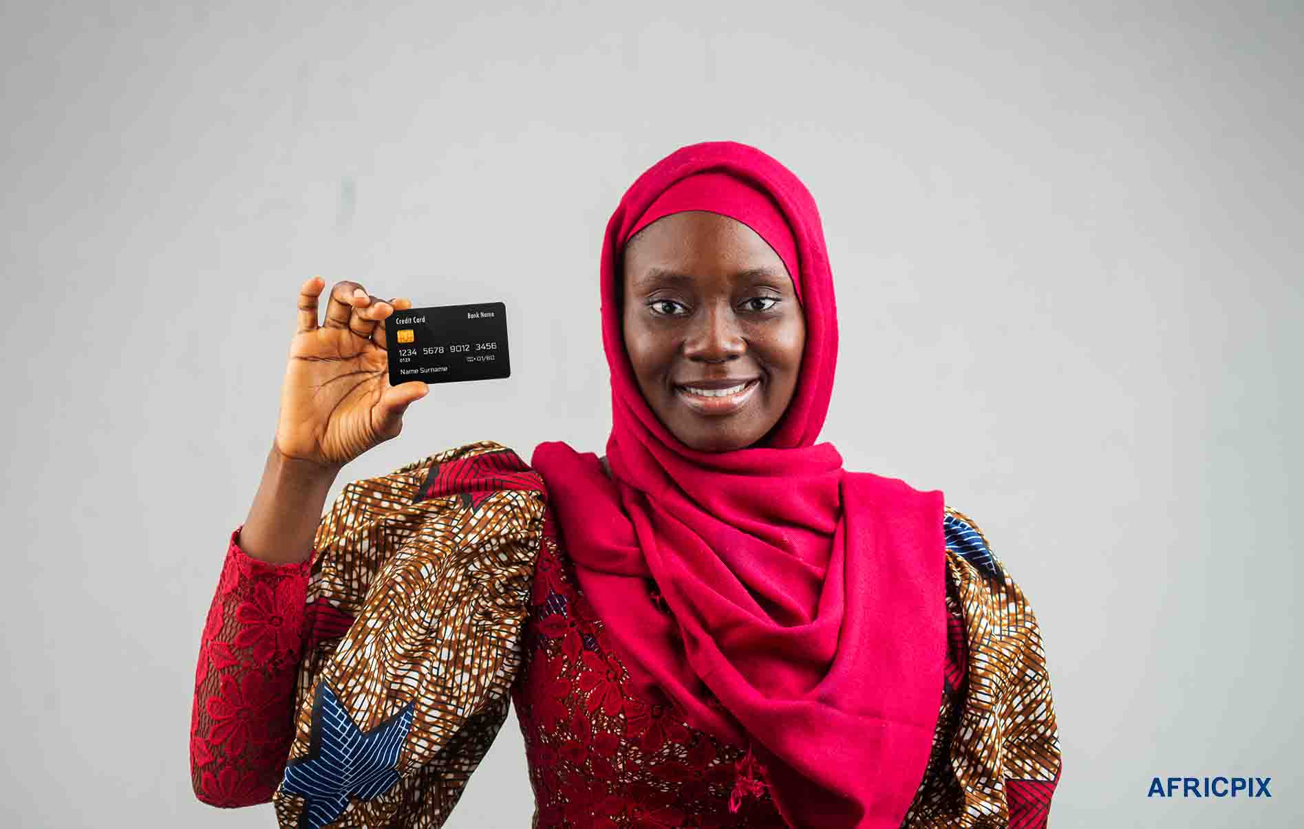 Nigeria Hausa Woman Holding ATM card Close View