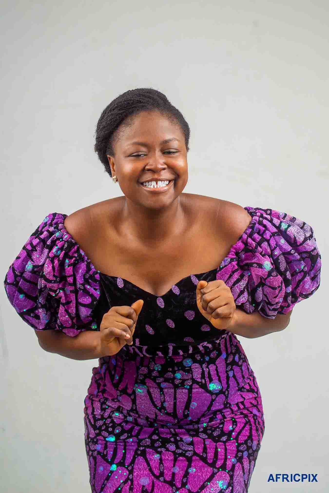 Nigeria Woman Dancing Wearing Attire Happy