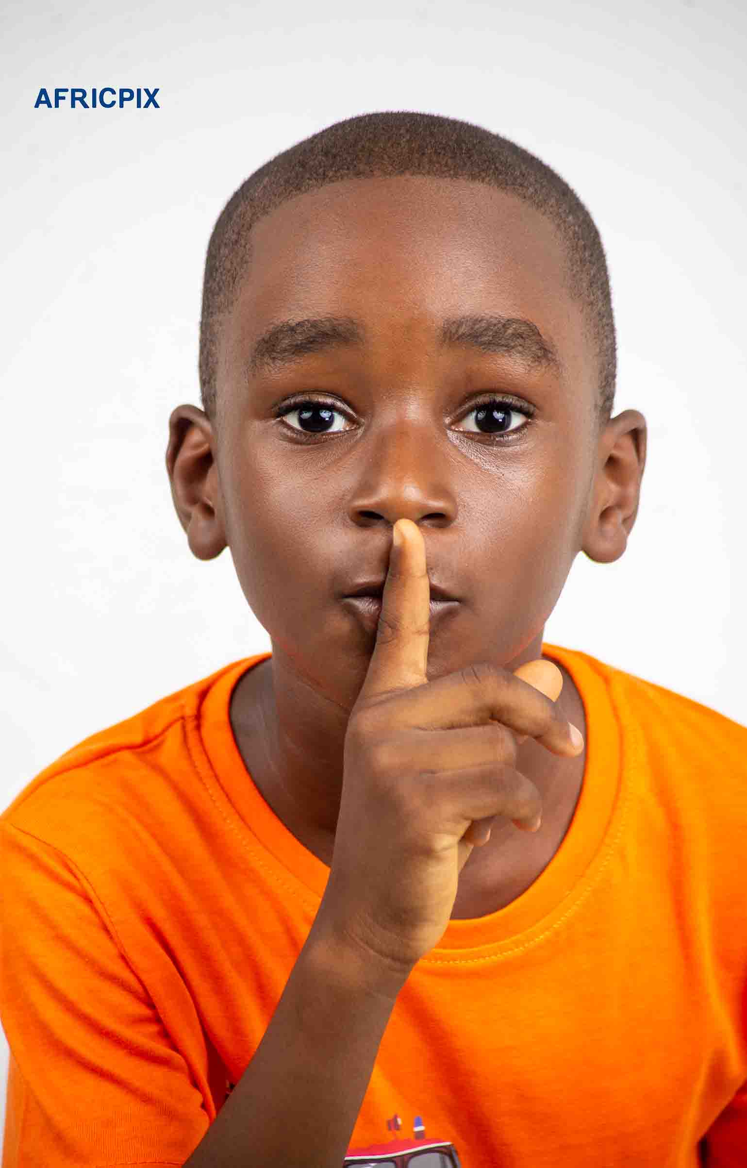 Nigeria Child Boy Hands on Mouth Silent